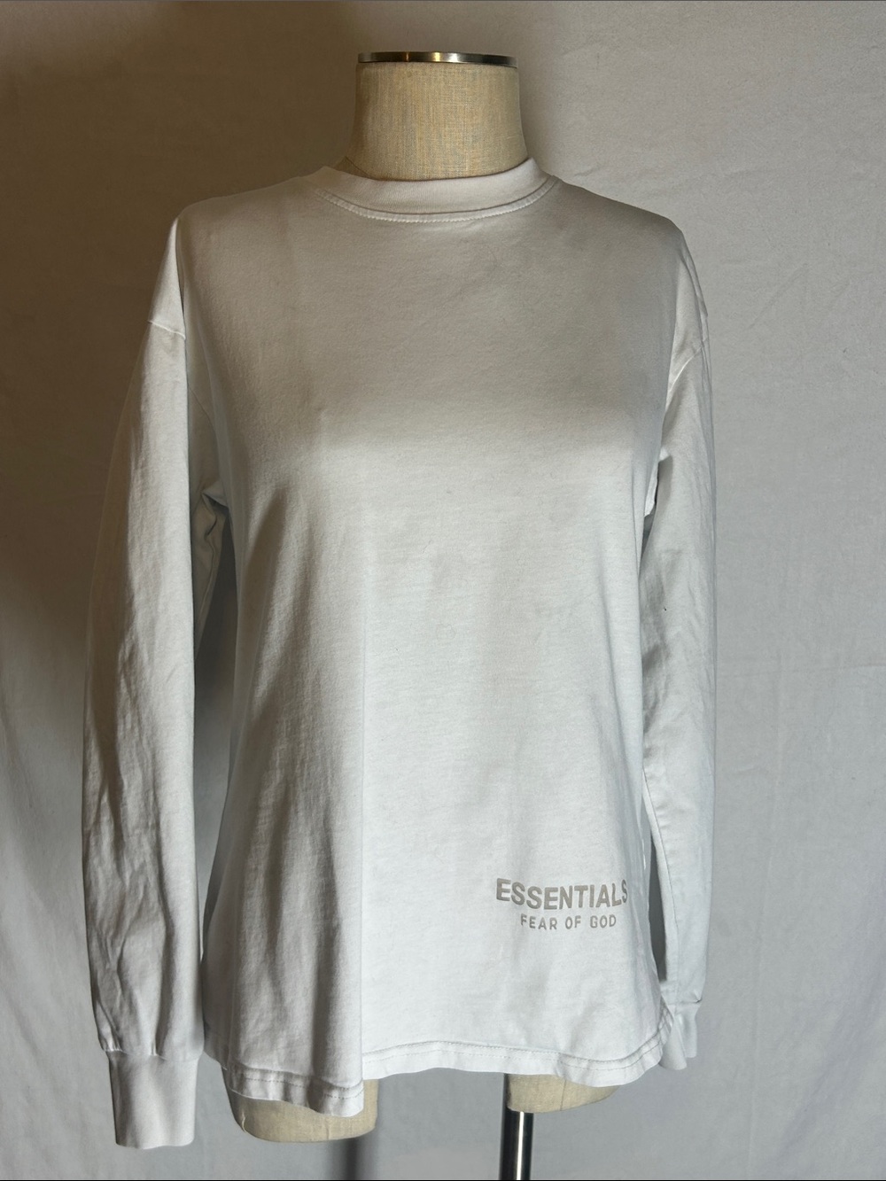 Essentials White Long Sleeve Crewneck Tee